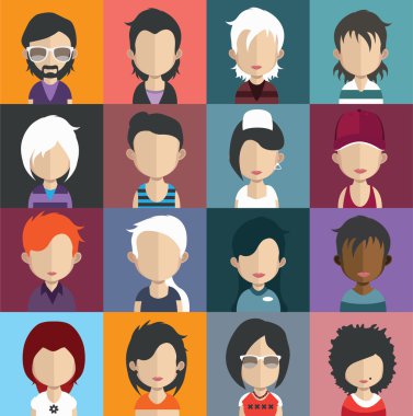 Kadın ve erkek avatar simge kümesi