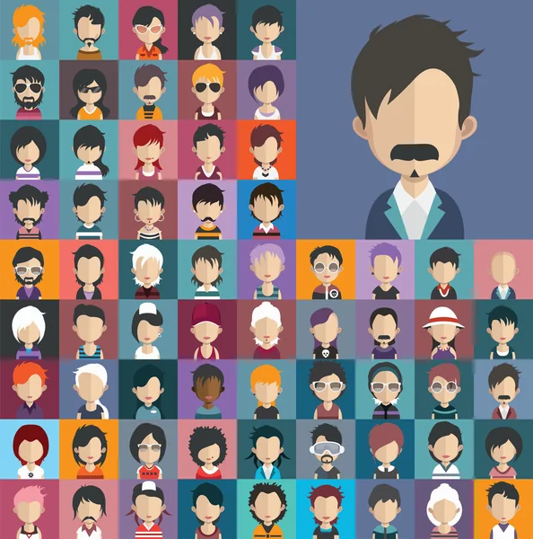 Ensemble d'icônes avatar féminin et masculin — Image vectorielle