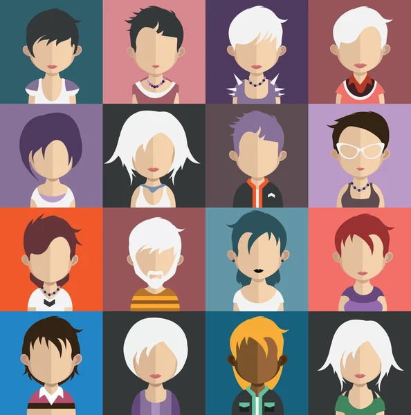 Set di icone avatar femminili e maschili — Vettoriale Stock
