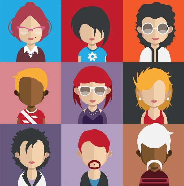 Ensemble d'icônes avatar féminin et masculin — Image vectorielle