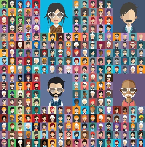 Conjunto de iconos avatar femeninos y masculinos — Vector de stock