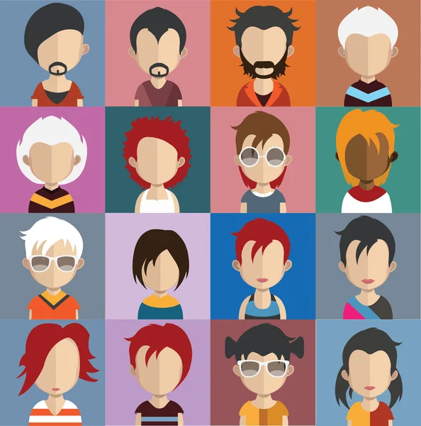 Hombres y mujeres personajes avatar — Vector de stock