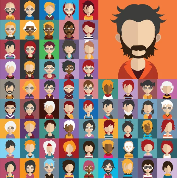 Hombres y mujeres personajes avatar — Vector de stock