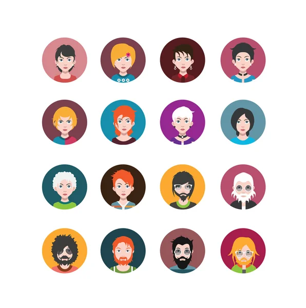 Personnages avatar hommes et femmes — Image vectorielle