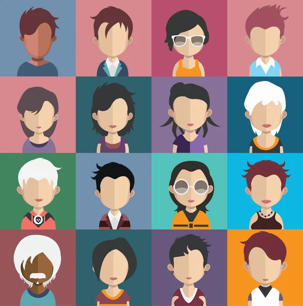 Homens e mulheres avatar personagens — Vetor de Stock