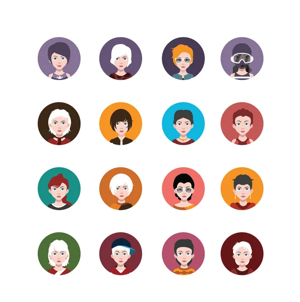 Mulheres avatar personagens — Vetor de Stock