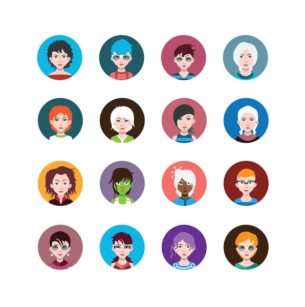 Vrouwen avatar tekens — Stockvector