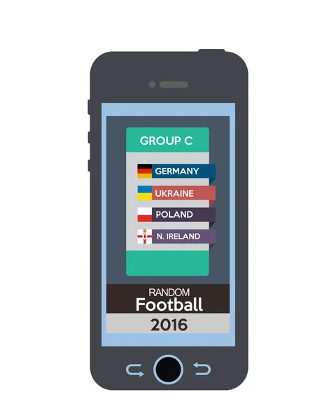 Aplicación smartphone Euro 2016 — Archivo Imágenes Vectoriales