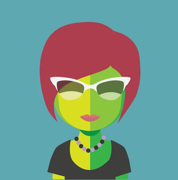 Personagem avatar mulher verde — Vetor de Stock