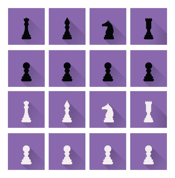 Piezas de ajedrez iconos conjunto — Vector de stock