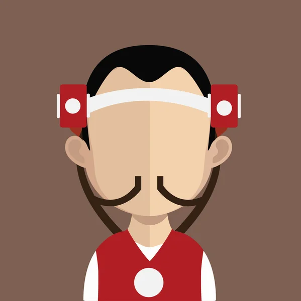 Homme avec casque de boisson avatar personnage — Image vectorielle