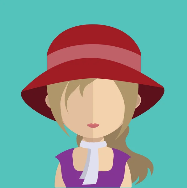 Woman avatar character with retro hat — Stock Vector