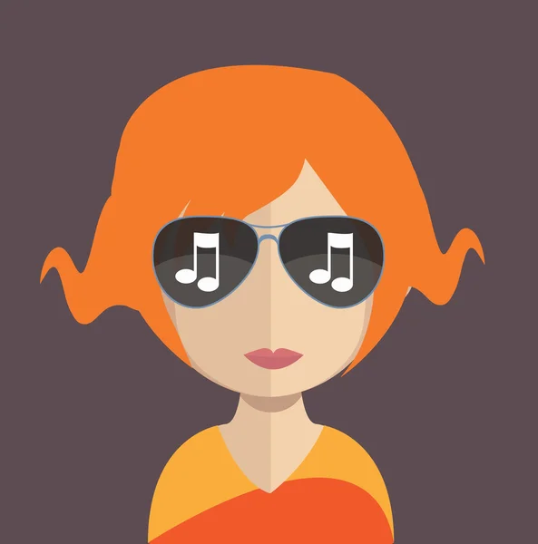 Music woman avatar character — Stock Vector