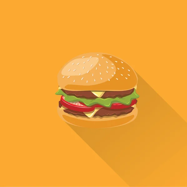 Sándwich de hamburguesa de queso de comida rápida — Vector de stock