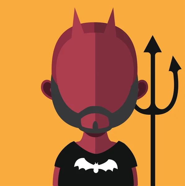 Halloween diabo com pitchfork avatar — Vetor de Stock