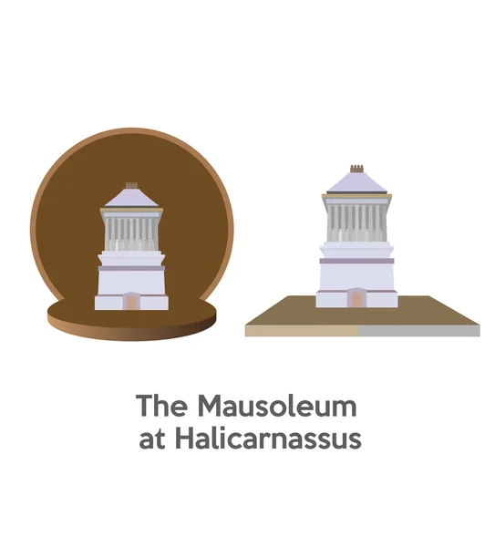 Mausoleum di Halicarnassus dunia heran - Stok Vektor