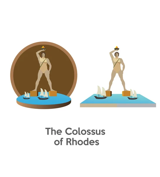 Colossus of Rhodes dünya harikası — Stok Vektör