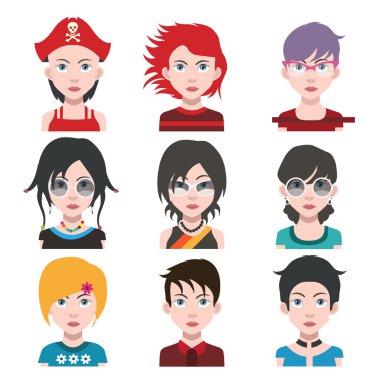 kadın avatar karakter kümesi