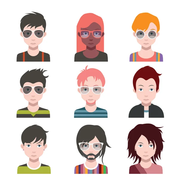 Kadın ve erkek avatar karakterleri ayarla — Stok Vektör