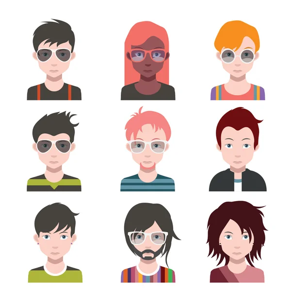 Jeu de personnages avatar femme et homme — Image vectorielle