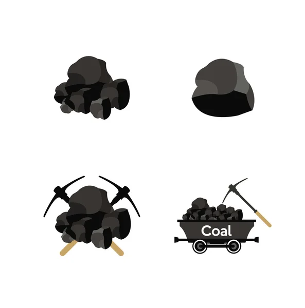 Coal mining industry icons set — Stock Vector