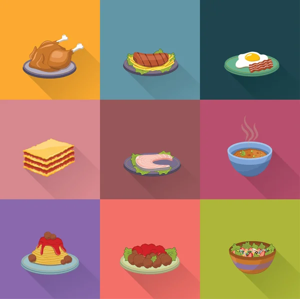 Menú de alimentos iconos conjunto — Vector de stock