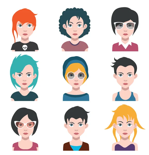 Jeu de personnages avatar femme — Image vectorielle