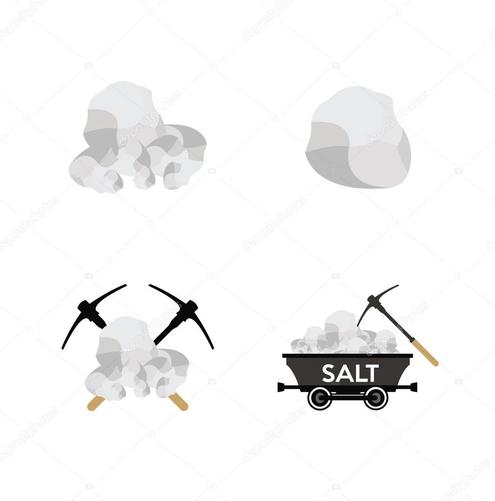 salt mineral mining icons set