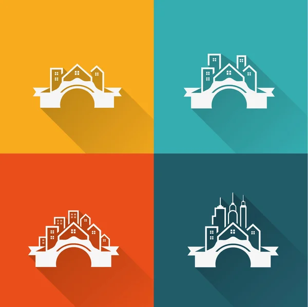 House city icons — Stock Vector