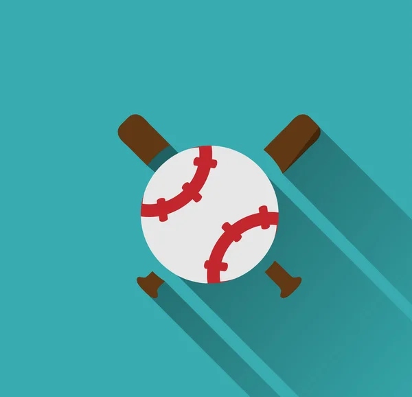 Bate de béisbol con icono de pelota de béisbol — Vector de stock