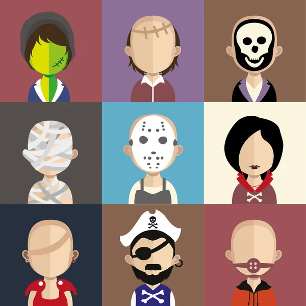 Halloween avatars — Stock Vector