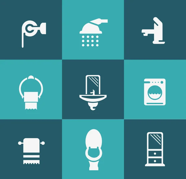 Set of bathroom icons — Stock Vector