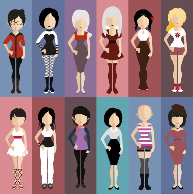 Düz stil kadınlar simgeleri.