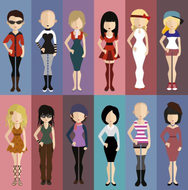 Düz stil kadınlar simgeleri.