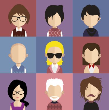 insanların yüzleri simgeler