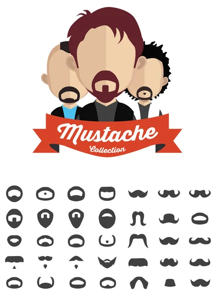 Moustache avec icônes de visage — Image vectorielle