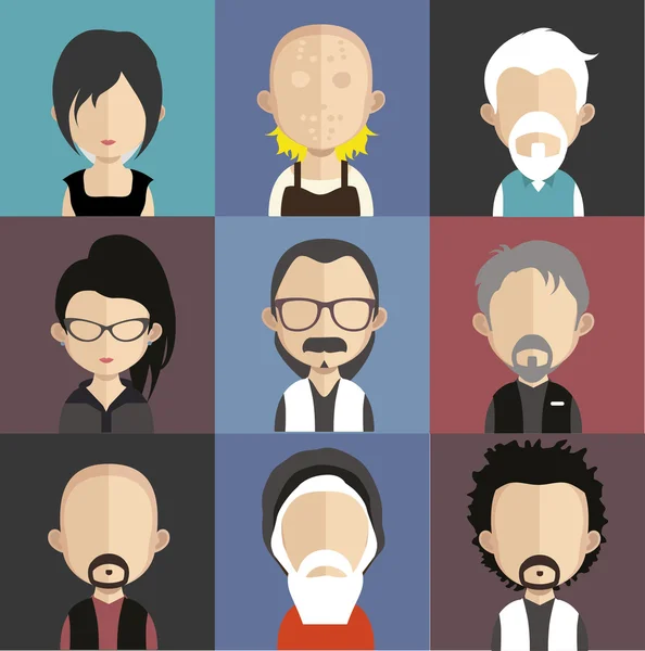 People faces icons — Stock Vector