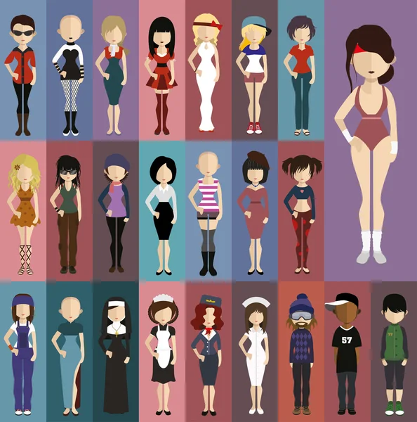 Iconos de mujer en estilo plano . — Vector de stock