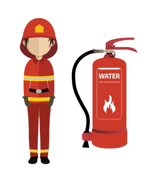 Brandman med brandman flaska — Stock vektor