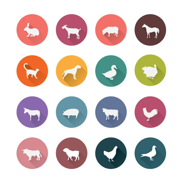 Ensemble d'icônes animaux de ferme . — Image vectorielle
