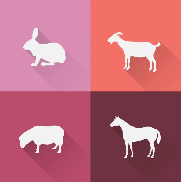 Boerderij dieren icons set. — Stockvector