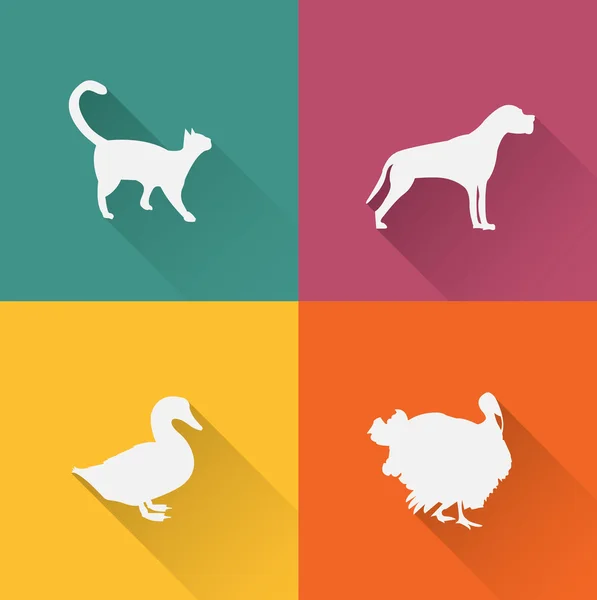 Gård djur ikoner set. — Stock vektor