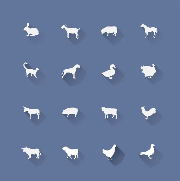 Conjunto de iconos animales de granja . — Archivo Imágenes Vectoriales