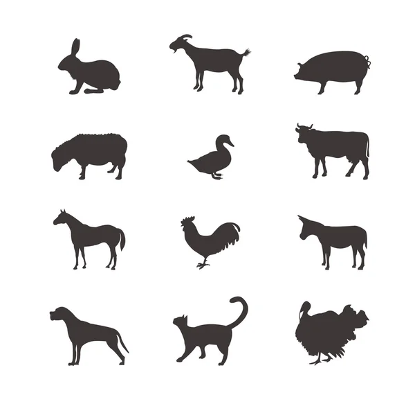 Ensemble d'icônes animaux de ferme . — Image vectorielle