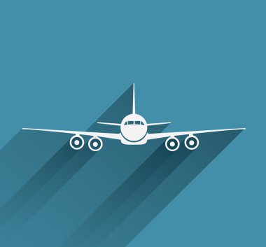 Beyaz siluet uçak simgesinin