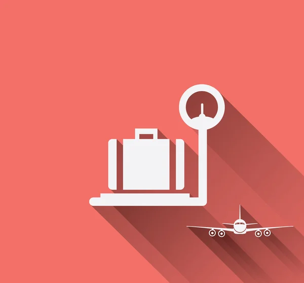 Icono de equipaje con avión — Vector de stock