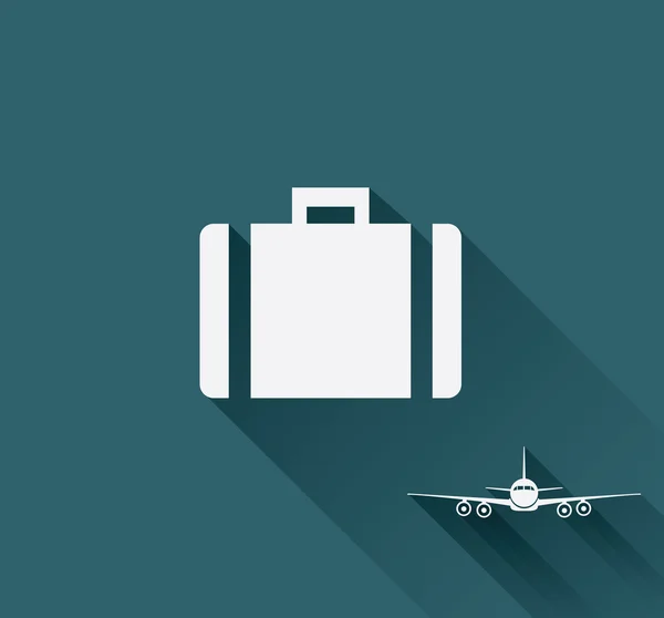 Icono de equipaje con avión — Vector de stock