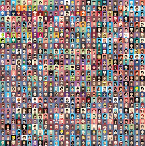 Icônes de personnes dans le style plat avec des visages . — Image vectorielle