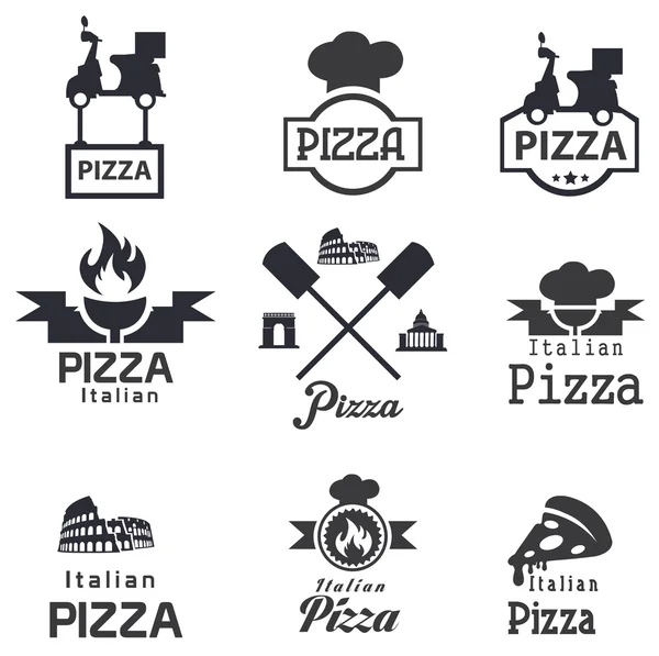 Iconos de pizza retro — Vector de stock