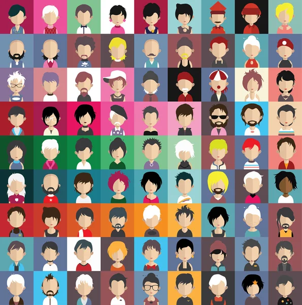 Ensemble d'icônes de personnes avec des visages . — Image vectorielle